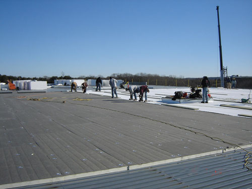 white thermoplastic (T.P.O.) membrane roofing, New Century Roofing, commercial and industrial roofing in Rhode Island Massachusetts and New Hampshire