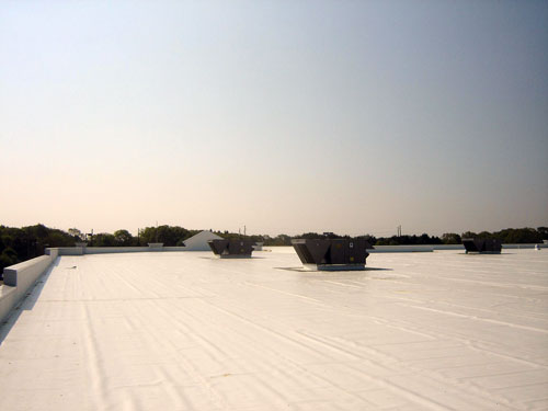 white thermoplastic (T.P.O.) membrane roofing, New Century Roofing, commercial and industrial roofing in Rhode Island Massachusetts and New Hampshire